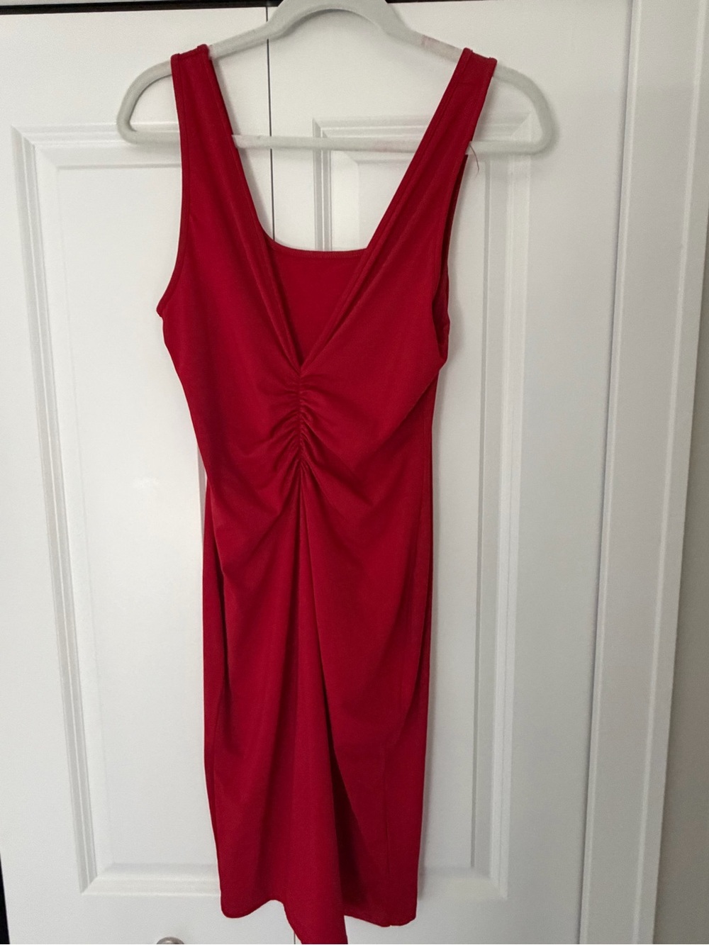 Red Ruched Front Tank Dress - Women's